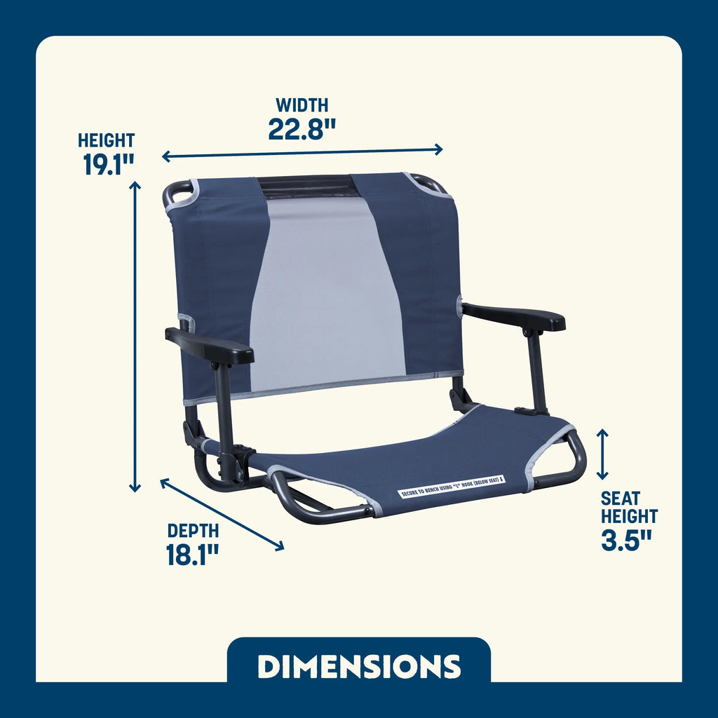 Compact Cushion Big Comfort Stadium Chair with Armrests - Choice 465 - Ergonomic Portable Stadium Seat for Sports Events Detail