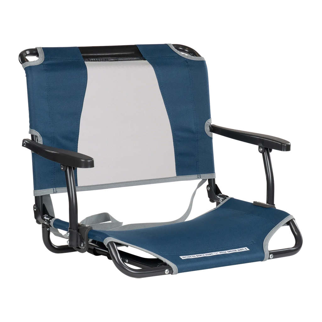 Compact Cushion Big Comfort Stadium Chair with Armrests - Choice 465 - Ergonomic Portable Stadium Seat for Sports Events - Navy