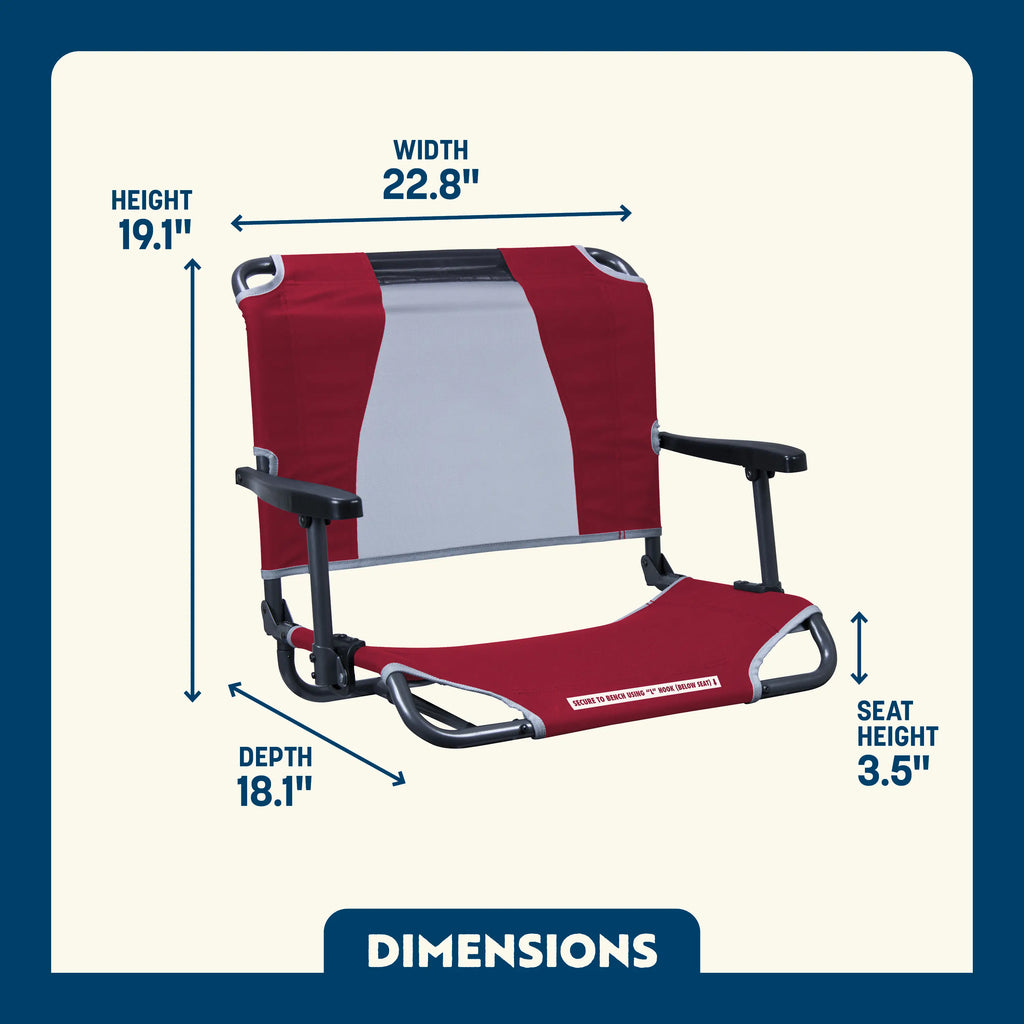 Compact Cushion Big Comfort Stadium Chair with Armrests - Choice 465 - Ergonomic Portable Stadium Seat for Sports Events Detail