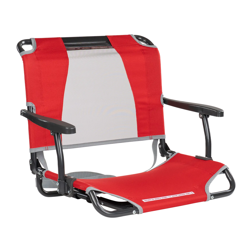 Compact Cushion Big Comfort Stadium Chair with Armrests - Choice 465 - Ergonomic Portable Stadium Seat for Sports Events - Red