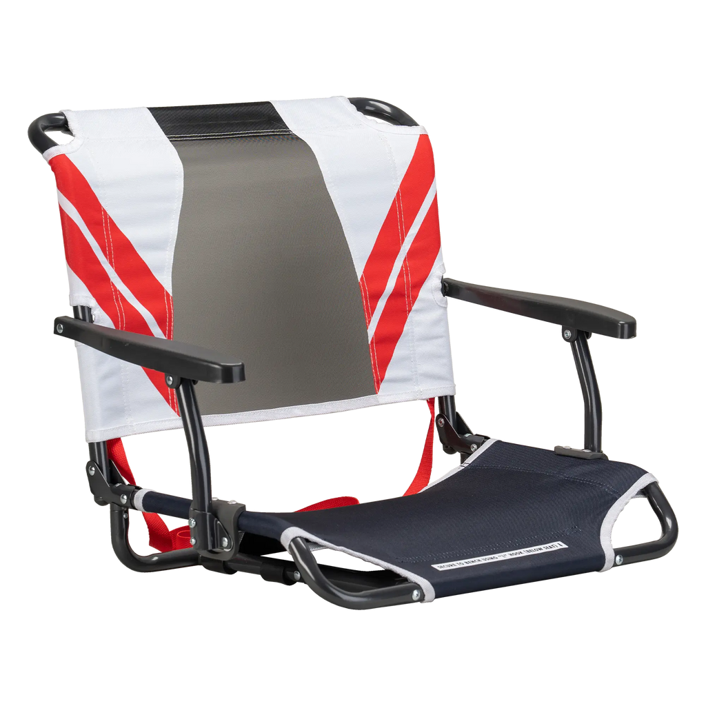 Compact Cushion Big Comfort Stadium Chair with Armrests - Choice 465 - Ergonomic Portable Stadium Seat for Sports Events - Indigo/White/Red