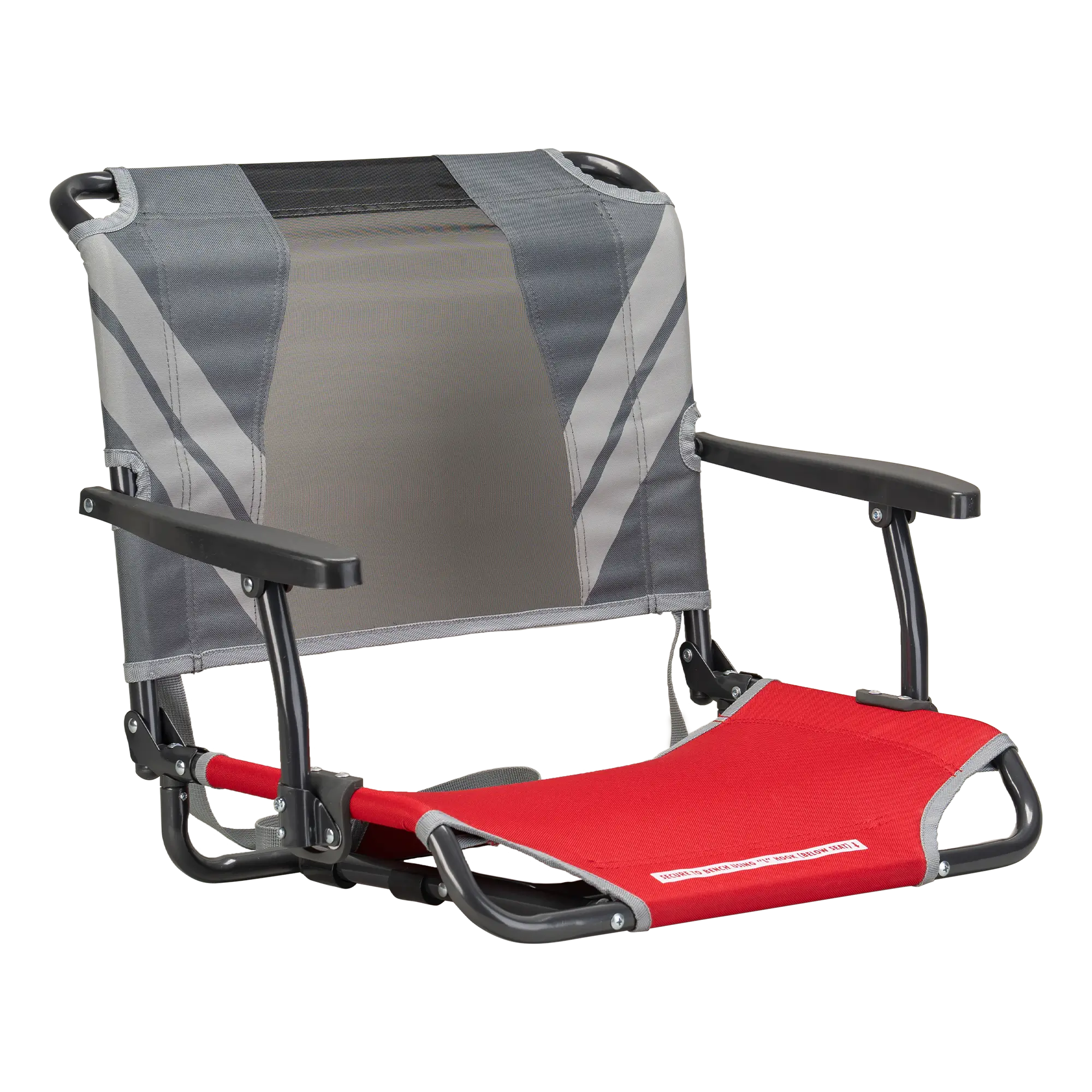 Compact Cushion Big Comfort Stadium Chair with Armrests - Choice 465 - Ergonomic Portable Stadium Seat for Sports Events - Red/Gray