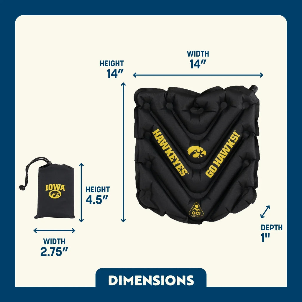 Ergonomic Back-Support College V Seat Inflatable Stadium Cushion - Iowa Hawkeyes - Choice 157 - Ergonomic Portable Stadium Seat for Sports Events Detail