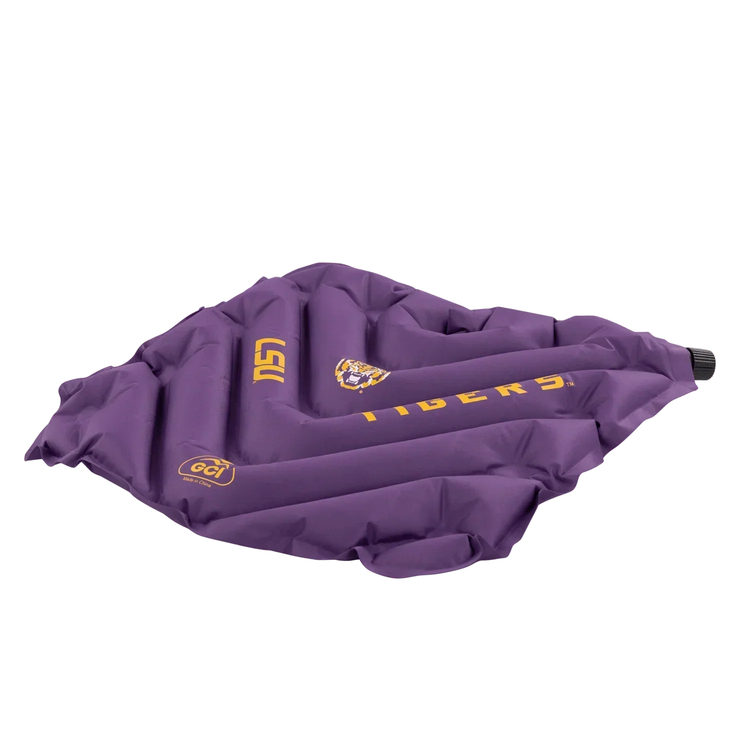 Ultra-Lightweight College V Seat Inflatable Stadium Cushion - LSU Tigers - Choice 762 - Grandstand Cushion Seat with Secure Under-Bench Hooks Detail