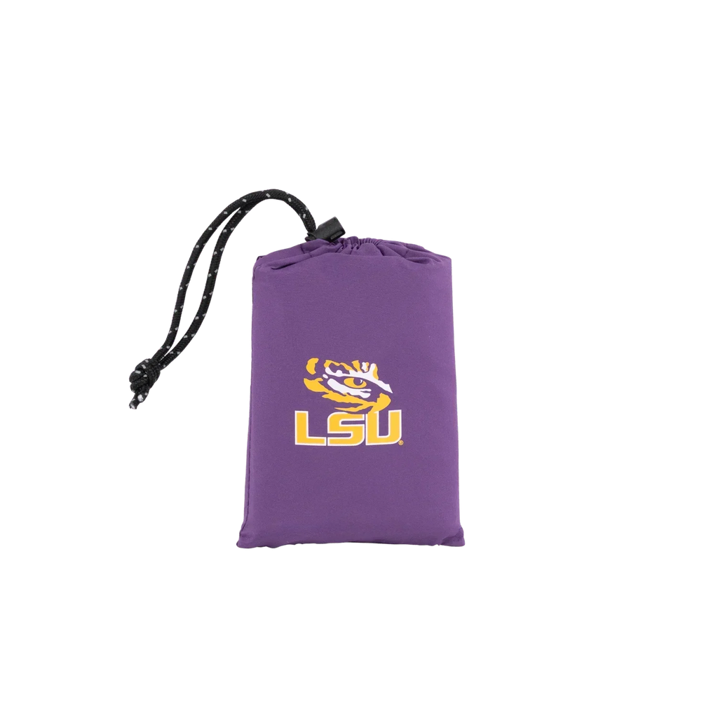 Ultra-Lightweight College V Seat Inflatable Stadium Cushion - LSU Tigers - Choice 762 - Grandstand Cushion Seat with Secure Under-Bench Hooks Detail