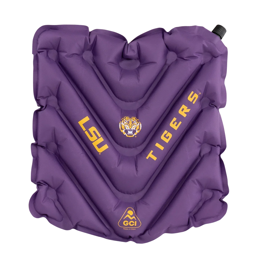 Ultra-Lightweight College V Seat Inflatable Stadium Cushion - LSU Tigers - Choice 762 - Grandstand Cushion Seat with Secure Under-Bench Hooks - Default Title