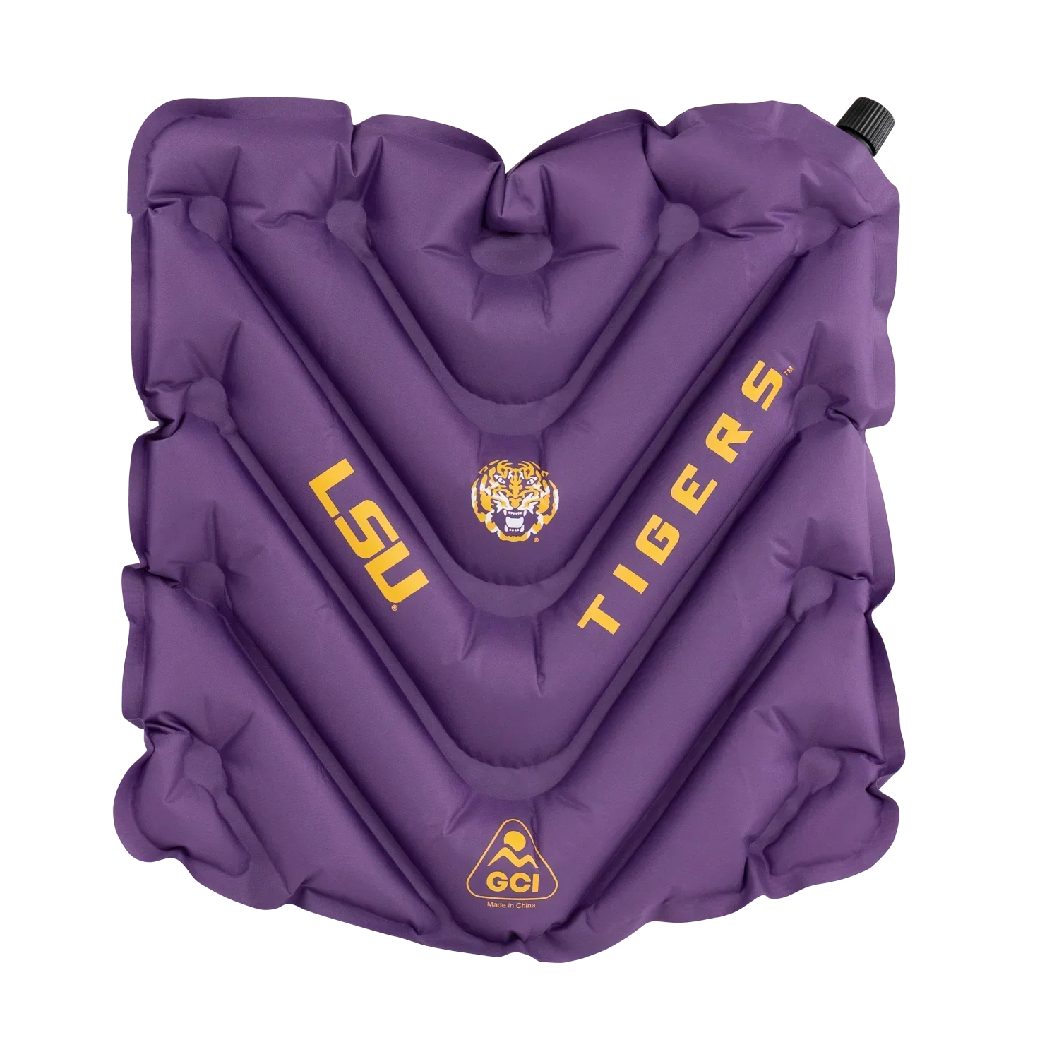 Ultra-Lightweight College V Seat Inflatable Stadium Cushion - LSU Tigers - Choice 762 - Grandstand Cushion Seat with Secure Under-Bench Hooks - Default Title