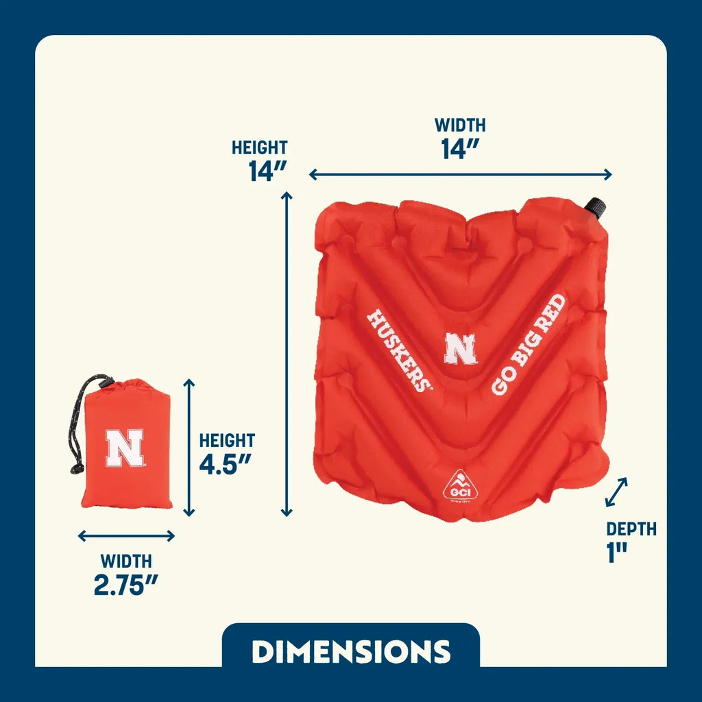 Ultra-Lightweight College V Seat Inflatable Stadium Cushion - Nebraska Cornhuskers - Choice 277 - Bleacher-Friendly Stadium Chair with Back Support Detail
