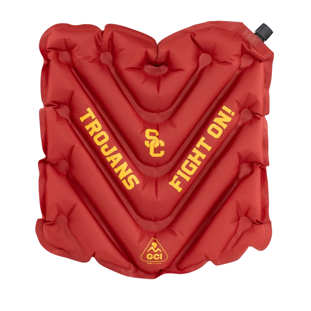 Ultra-Lightweight College V Seat Inflatable Stadium Cushion - USC Trojans - Choice 523 - Grandstand Cushion Seat with Secure Under-Bench Hooks - Default Title