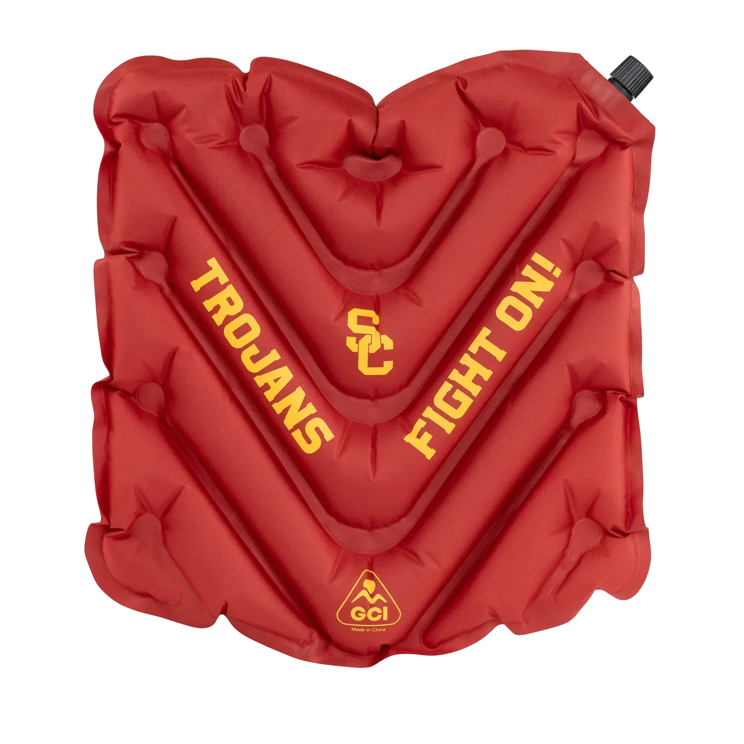 Ultra-Lightweight College V Seat Inflatable Stadium Cushion - USC Trojans - Choice 523 - Grandstand Cushion Seat with Secure Under-Bench Hooks - Default Title