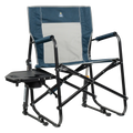 Luxury Camp Freestyle Rocker with Side Table - Choice 853 - Patented Spring-Action Rocking Chair for Camping - Heathered Indigo