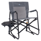 Luxury Camp Freestyle Rocker with Side Table - Choice 853 - Patented Spring-Action Rocking Chair for Camping - Heathered Pewter
