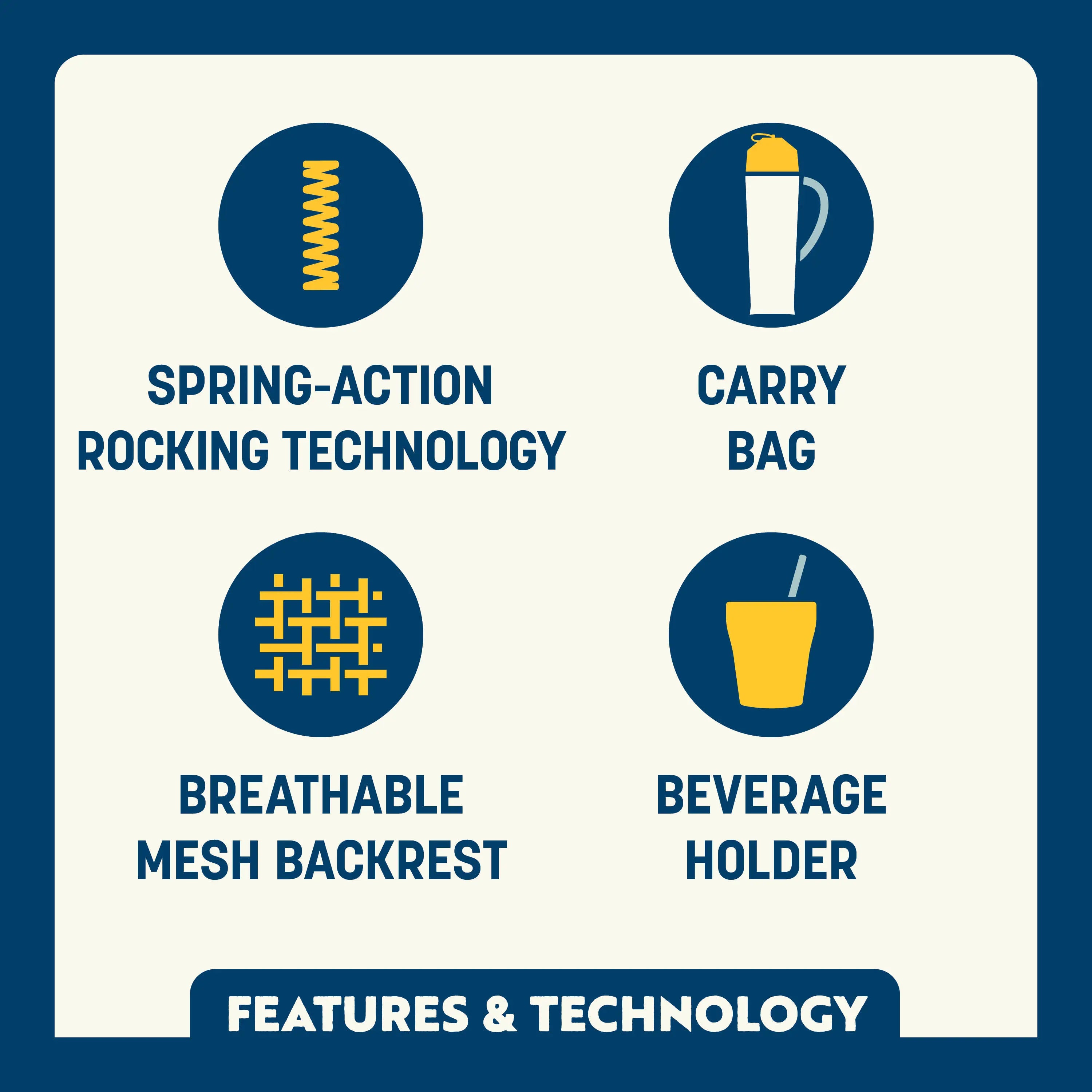 Patented Spring-Action RoadTrip Rocker - Choice 855 - Freestyle Rocker Portable Outdoor Folding Chair Detail