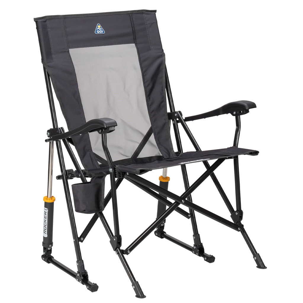 Patented Spring-Action RoadTrip Rocker - Choice 855 - Freestyle Rocker Portable Outdoor Folding Chair - Dark Charcoal