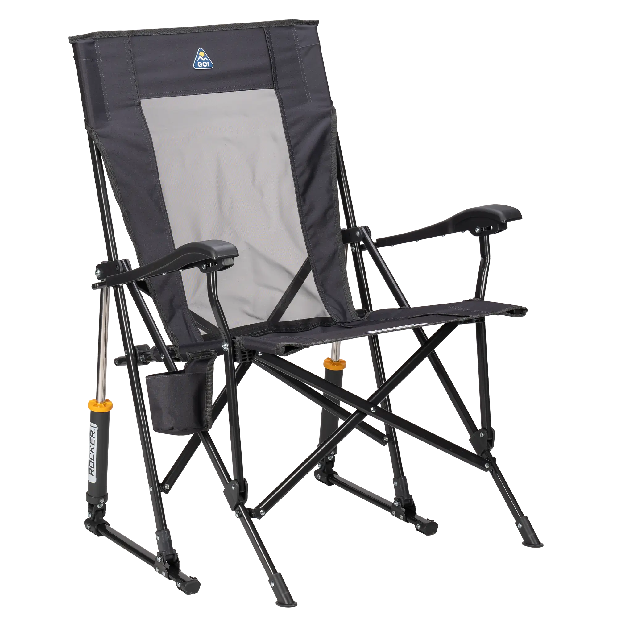 Patented Spring-Action RoadTrip Rocker - Choice 855 - Freestyle Rocker Portable Outdoor Folding Chair - Dark Charcoal