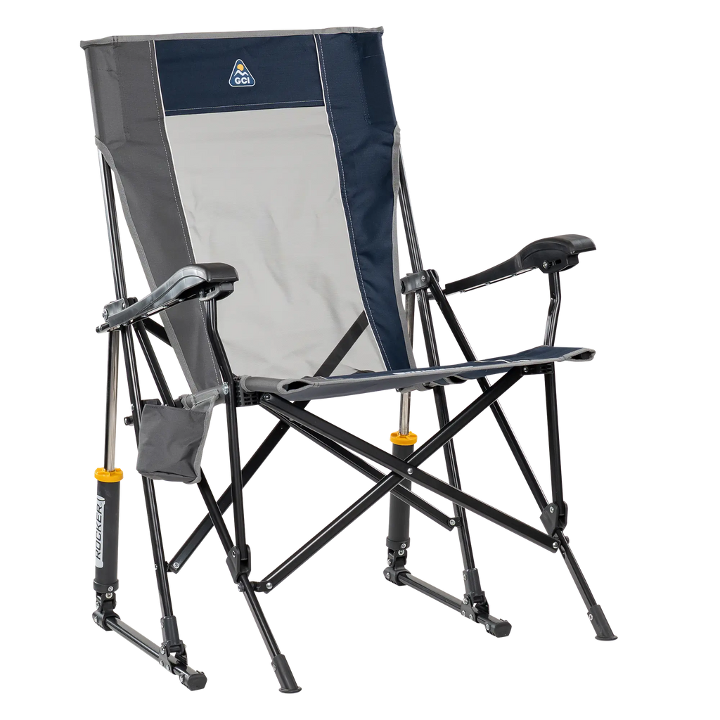 Patented Spring-Action RoadTrip Rocker - Choice 855 - Freestyle Rocker Portable Outdoor Folding Chair - Indigo