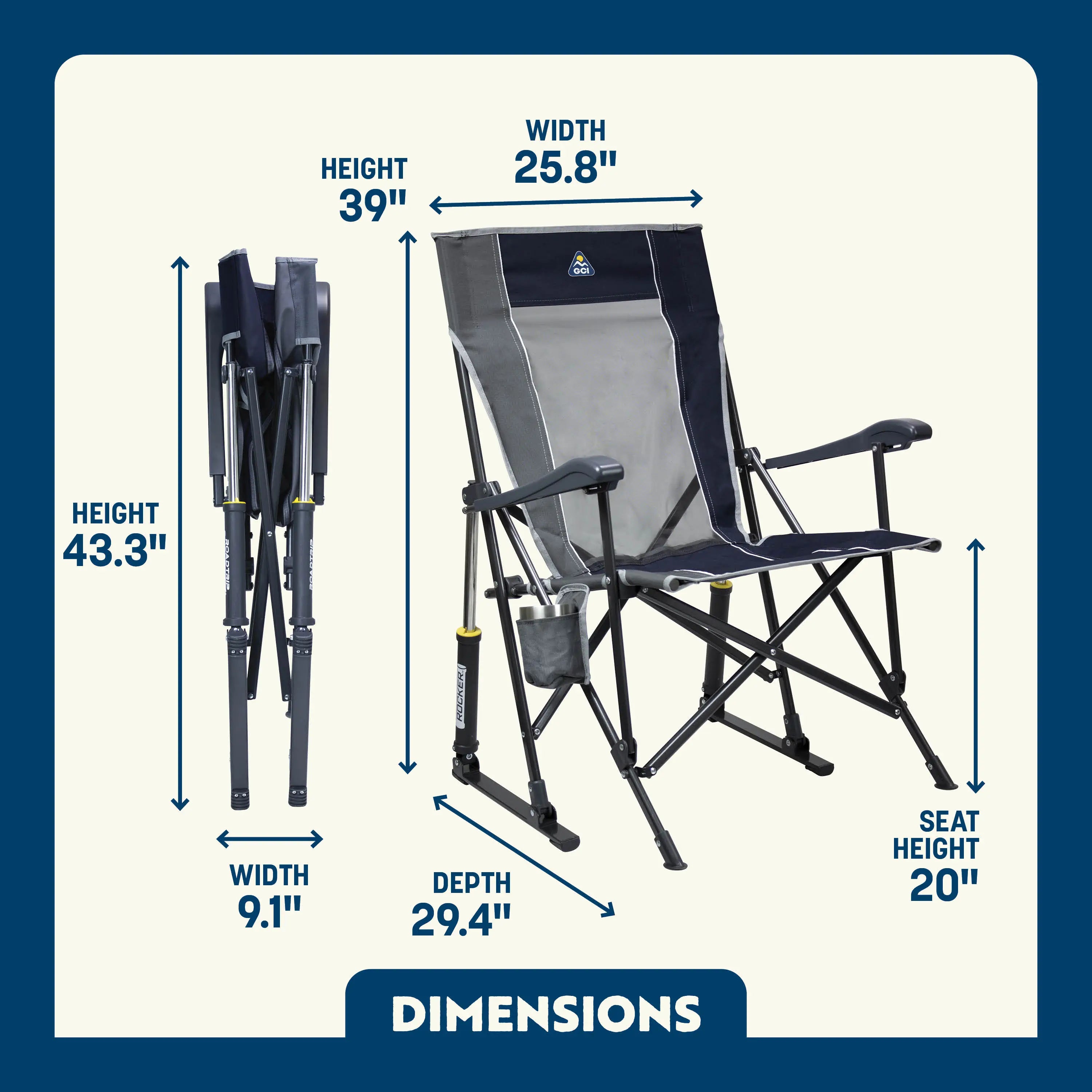 Patented Spring-Action RoadTrip Rocker - Choice 855 - Freestyle Rocker Portable Outdoor Folding Chair Detail