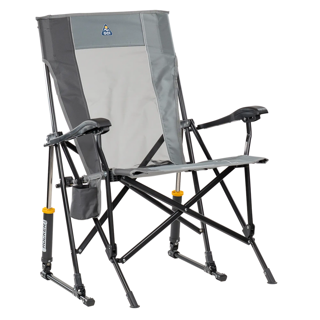 Patented Spring-Action RoadTrip Rocker - Choice 855 - Freestyle Rocker Portable Outdoor Folding Chair - Mercury Gray