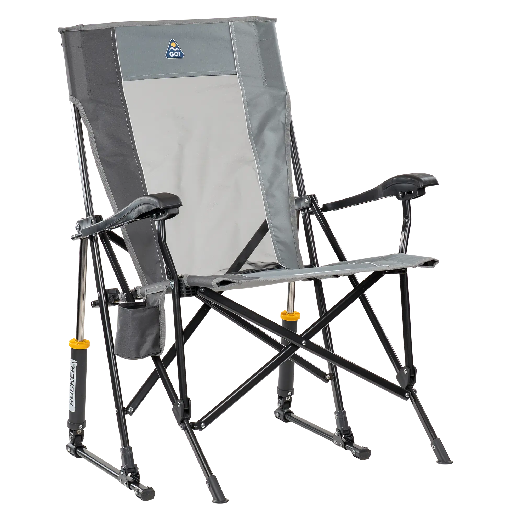 Patented Spring-Action RoadTrip Rocker - Choice 855 - Freestyle Rocker Portable Outdoor Folding Chair - Mercury Gray