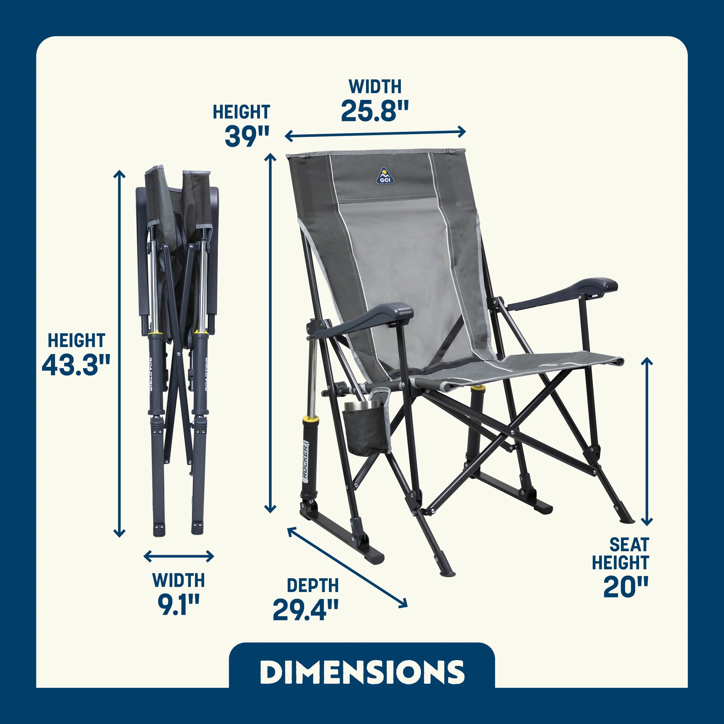 Patented Spring-Action RoadTrip Rocker - Choice 855 - Freestyle Rocker Portable Outdoor Folding Chair Detail