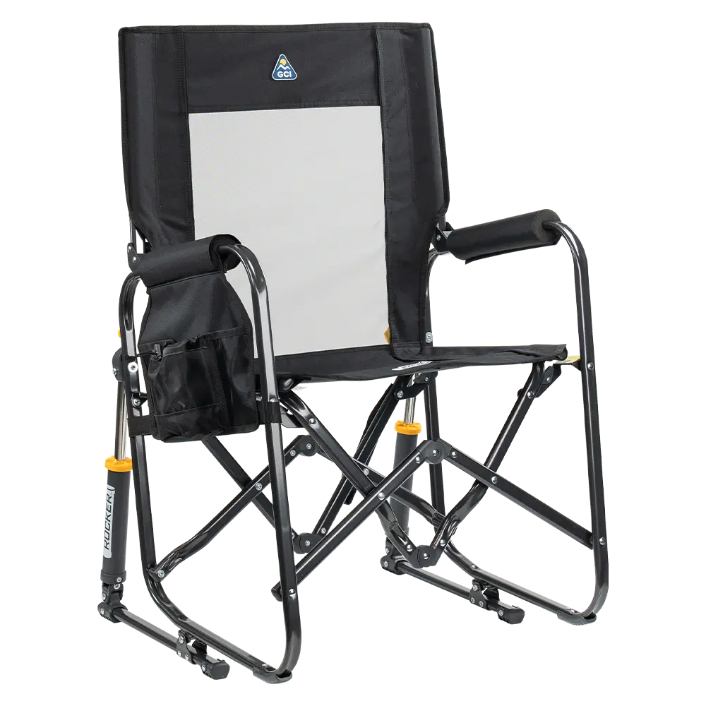 Premium All-Weather Stowaway Rocker - Choice 794 - RoadTrip Rocker Smooth Motion Camp Chair - Black
