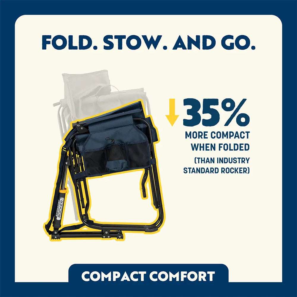 Premium All-Weather Stowaway Rocker - Choice 794 - RoadTrip Rocker Smooth Motion Camp Chair Detail
