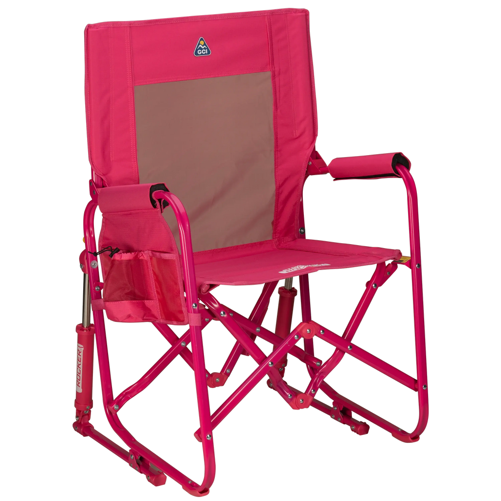 Premium All-Weather Stowaway Rocker - Choice 794 - RoadTrip Rocker Smooth Motion Camp Chair - Bright Pink