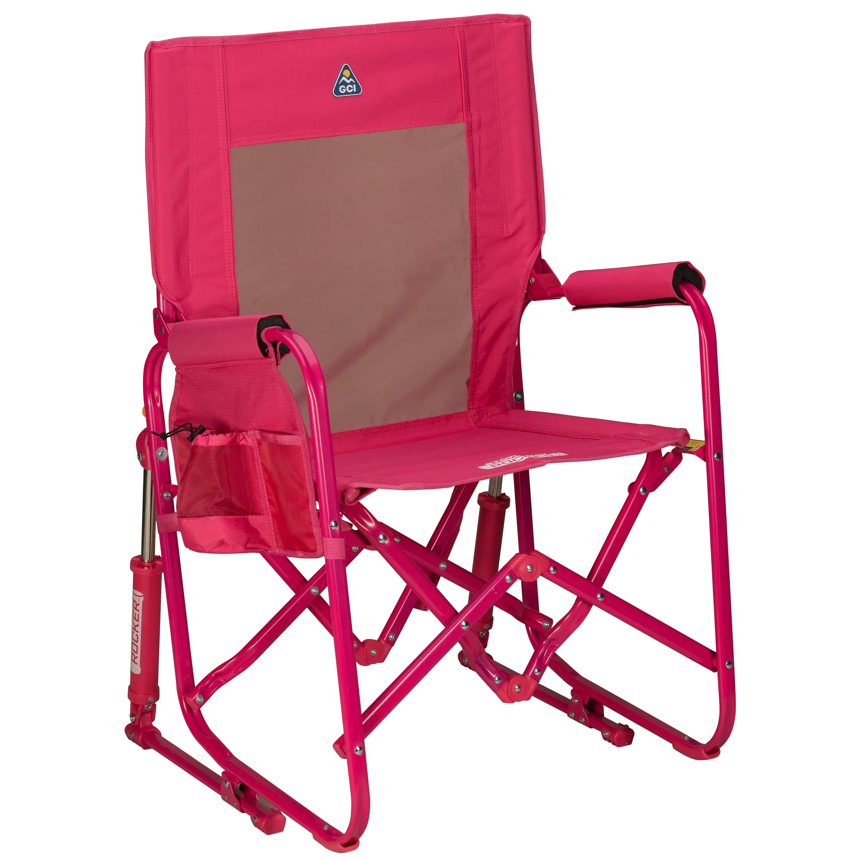 Premium All-Weather Stowaway Rocker - Choice 794 - RoadTrip Rocker Smooth Motion Camp Chair - Bright Pink