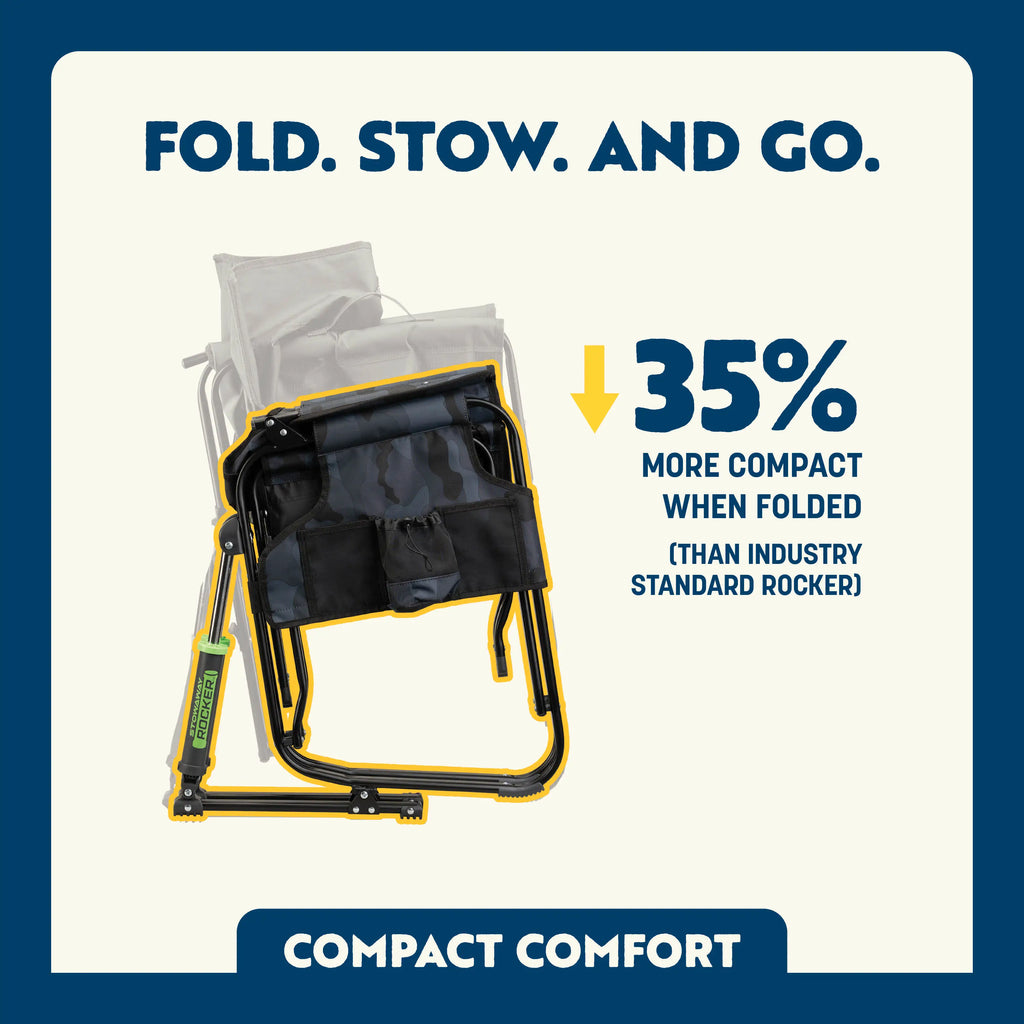 Premium All-Weather Stowaway Rocker - Choice 794 - RoadTrip Rocker Smooth Motion Camp Chair Detail