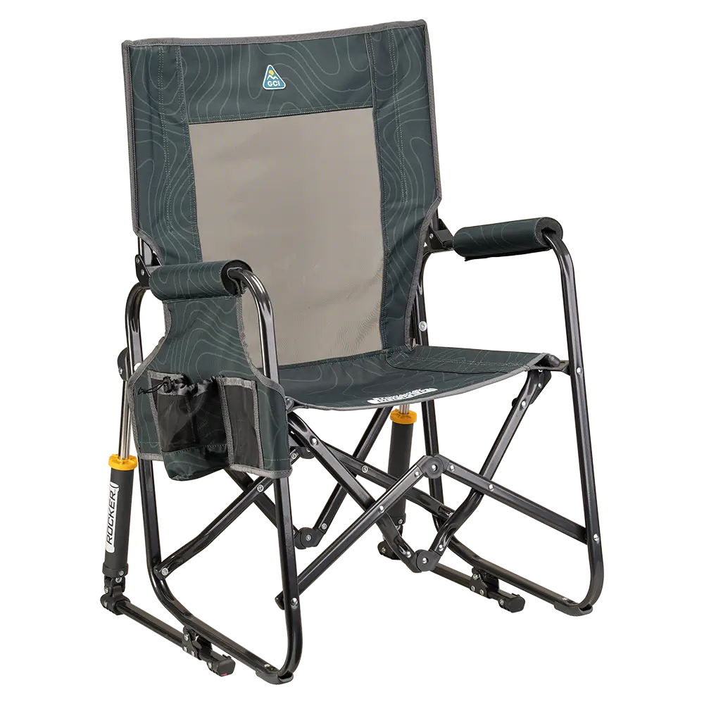 Premium All-Weather Stowaway Rocker - Choice 794 - RoadTrip Rocker Smooth Motion Camp Chair - Hunter Topo