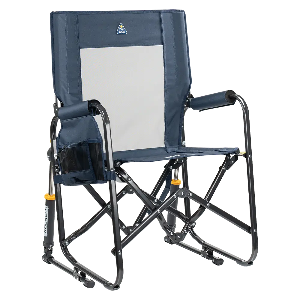Premium All-Weather Stowaway Rocker - Choice 794 - RoadTrip Rocker Smooth Motion Camp Chair - Denim