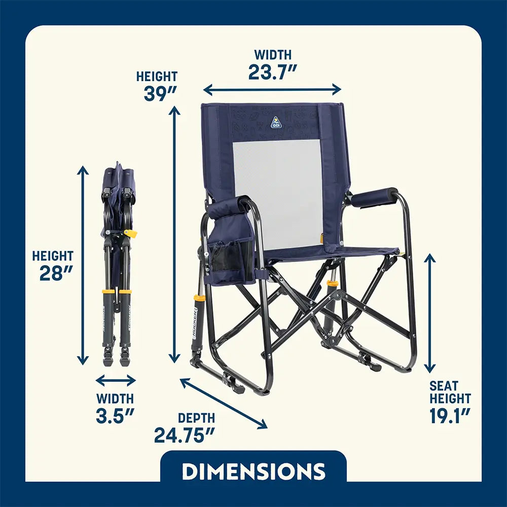 Premium All-Weather Stowaway Rocker - Choice 794 - RoadTrip Rocker Smooth Motion Camp Chair Detail