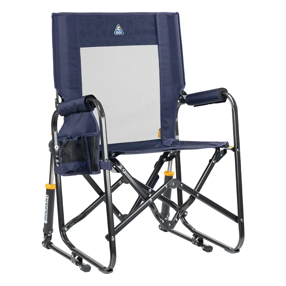 Premium All-Weather Stowaway Rocker - Choice 794 - RoadTrip Rocker Smooth Motion Camp Chair - Tailgater Rich Blue