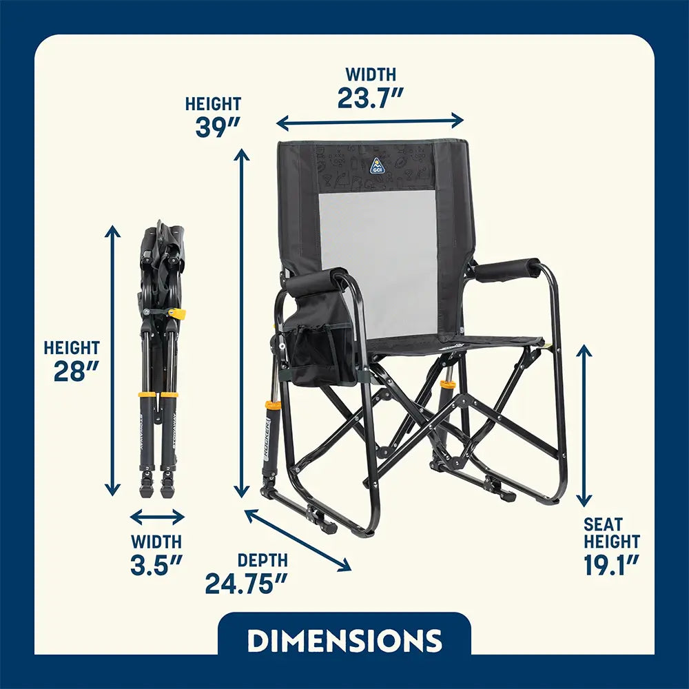 Premium All-Weather Stowaway Rocker - Choice 794 - RoadTrip Rocker Smooth Motion Camp Chair Detail