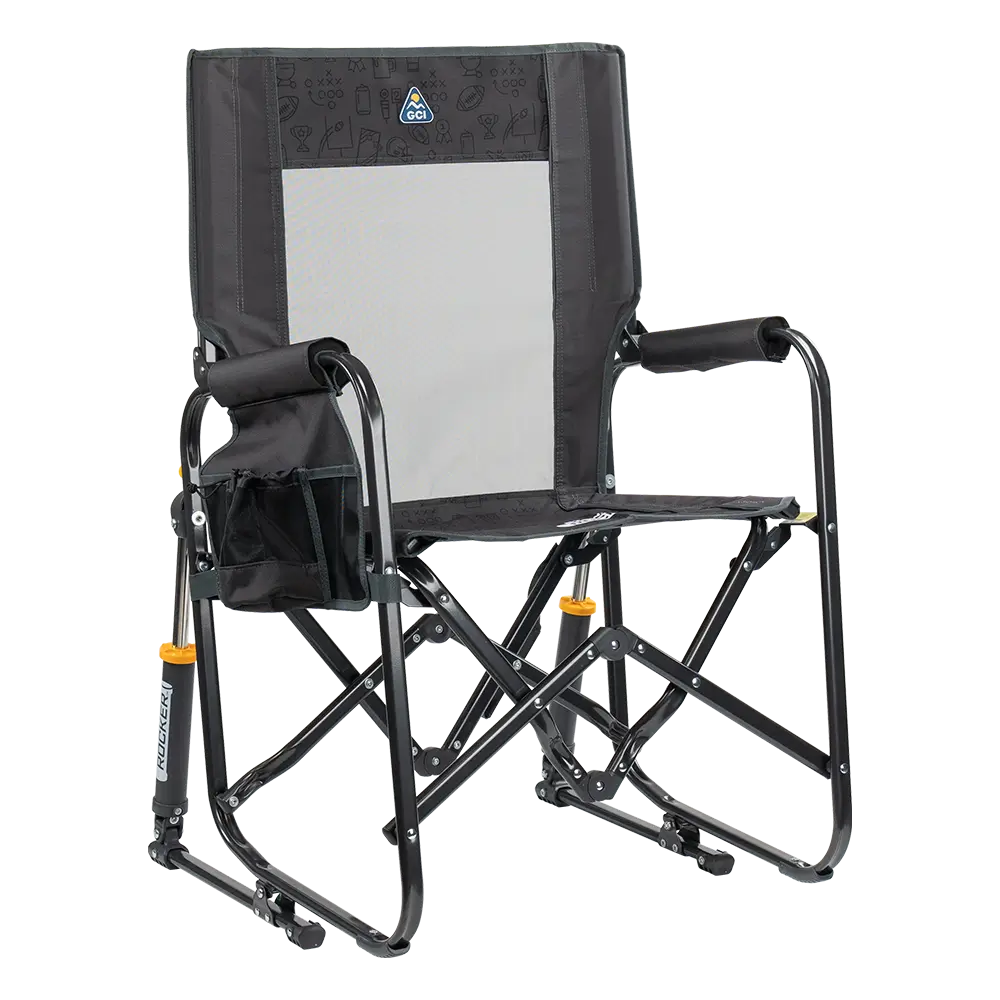 Premium All-Weather Stowaway Rocker - Choice 794 - RoadTrip Rocker Smooth Motion Camp Chair - Tailgater Dark Charcoal