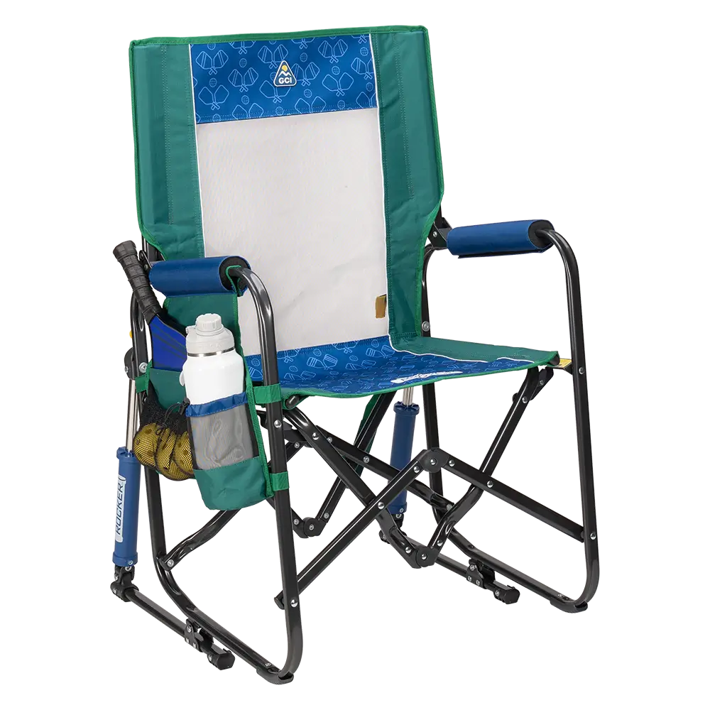 Premium All-Weather Stowaway Rocker - Choice 794 - RoadTrip Rocker Smooth Motion Camp Chair - Pickleball Green