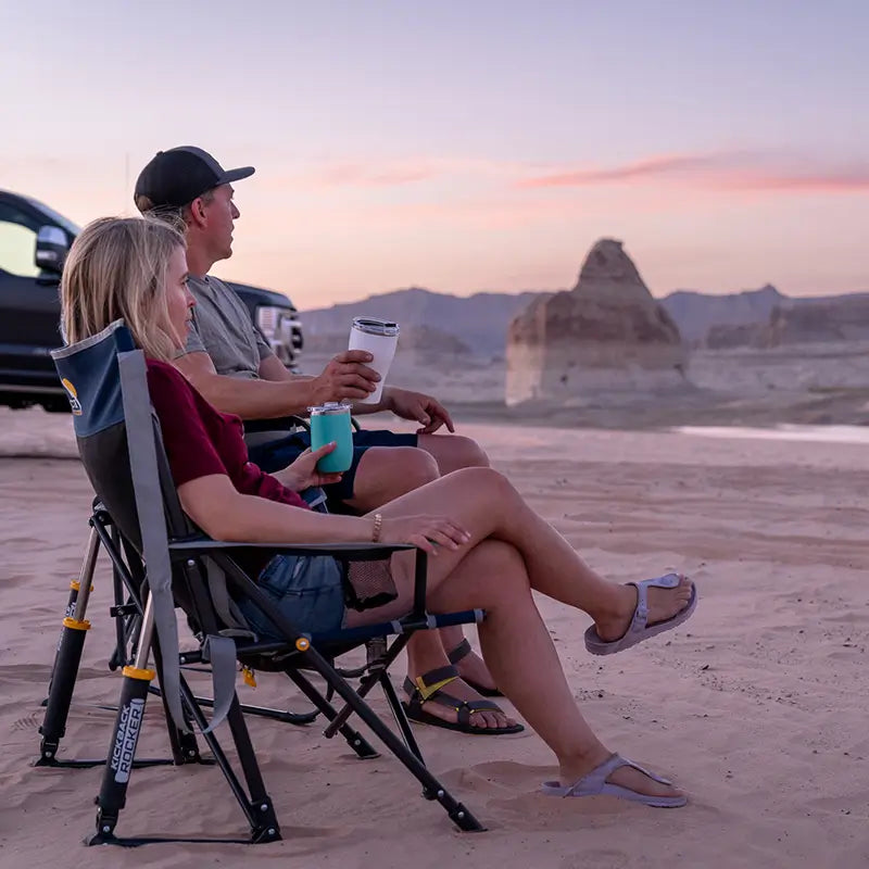 Luxury Camp Kickback Rocker - Choice 345 - Heavy-Duty Kickback Rocker with Beverage Holder Detail