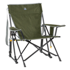 Luxury Camp Kickback Rocker - Choice 345 - Heavy-Duty Kickback Rocker with Beverage Holder - Heathered Loden