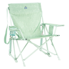 Luxury Camp Kickback Rocker - Choice 345 - Heavy-Duty Kickback Rocker with Beverage Holder - Pastel Green Leaf