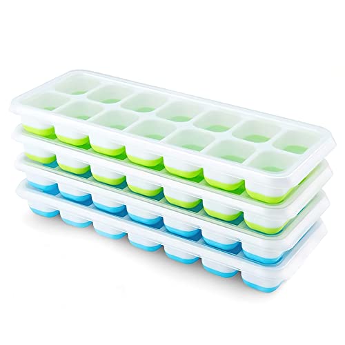 Classic Ice Cube Trays 4 Pack, Airabc Silicone with Collection