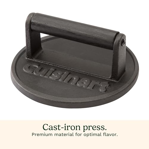 Cuisinart 6.5" Cast Iron Smashed Burger Press, Round Essentials