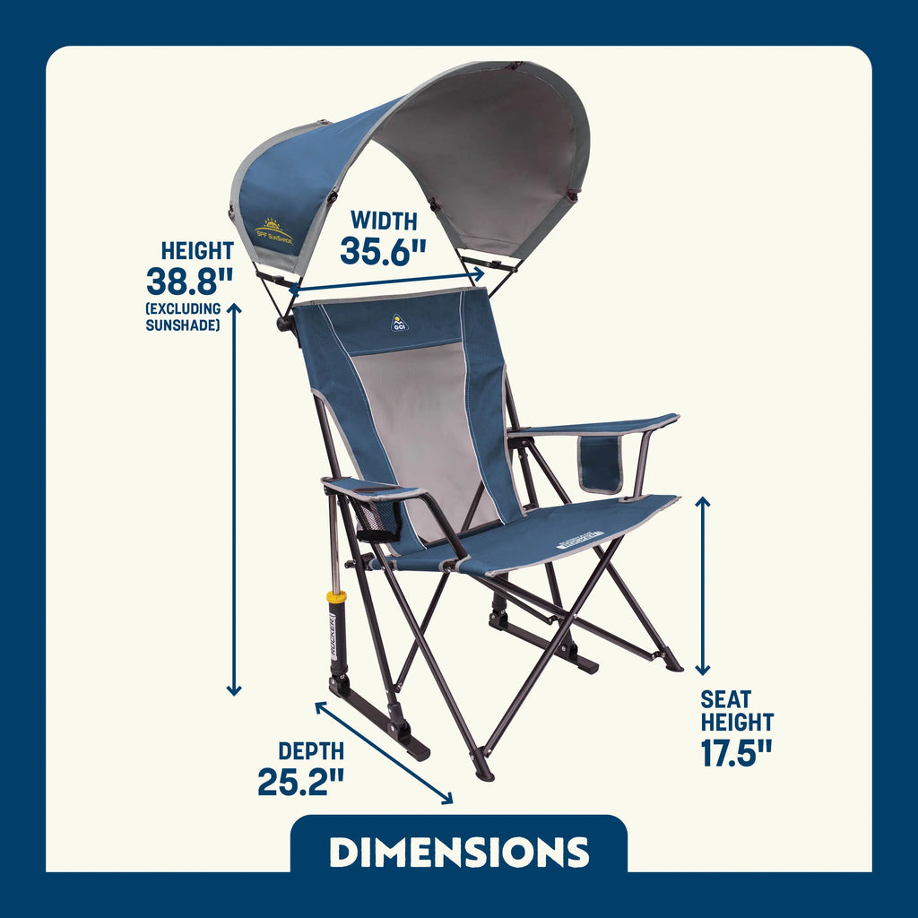 Premium All-Weather SunShade Rocker - Choice 550 - Patented Spring-Action Rocking Chair for Camping Detail