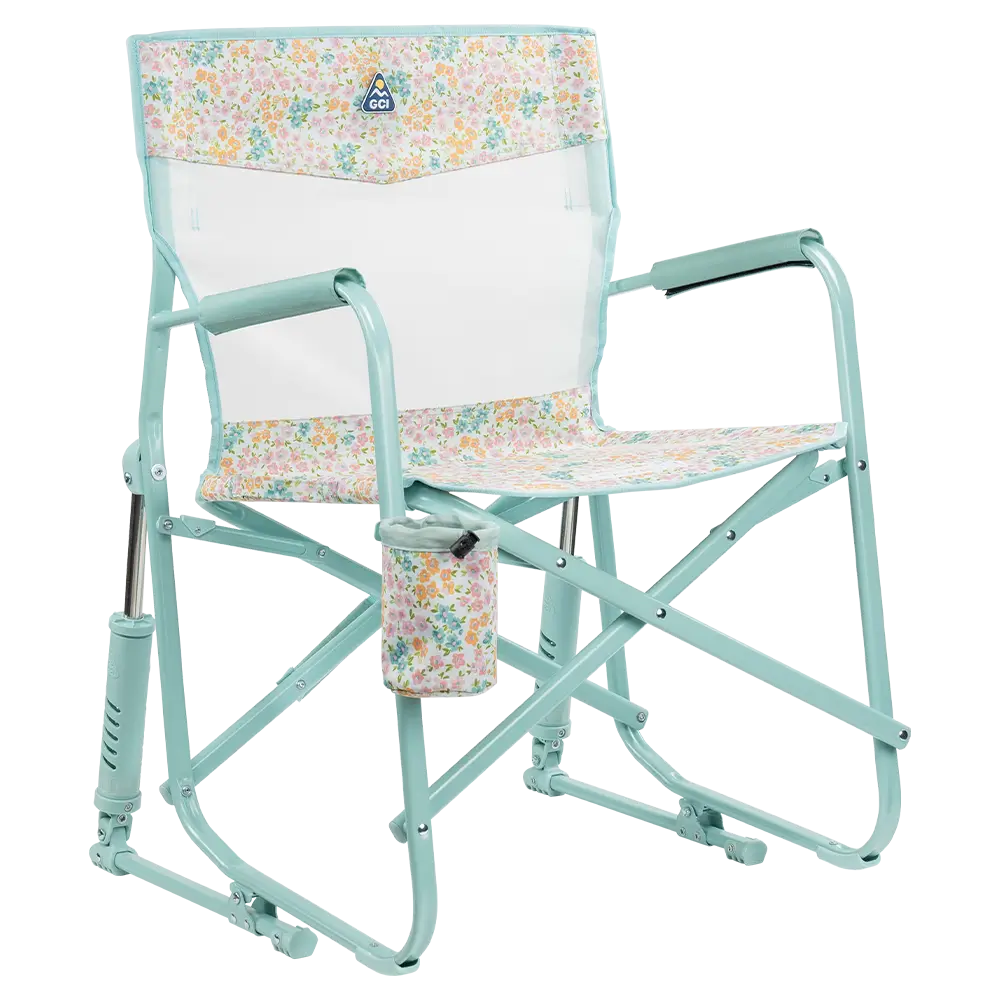 Smooth Motion Freestyle Rocker Elite - Choice 460 - Heavy-Duty Kickback Rocker with Beverage Holder - Teal Sundress