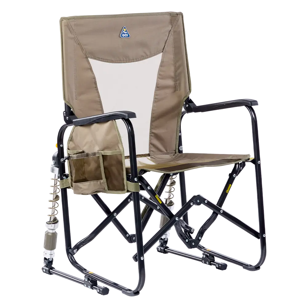 Heavy-Duty Freestyle Adjustable Rocker - Choice 573 - Patented Spring-Action Rocking Chair for Camping - Aged Fatigue