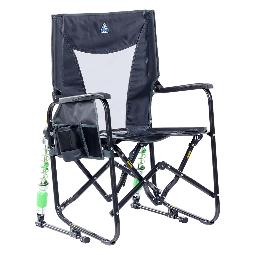 Heavy-Duty Freestyle Adjustable Rocker - Choice 573 - Patented Spring-Action Rocking Chair for Camping - Dark Charcoal