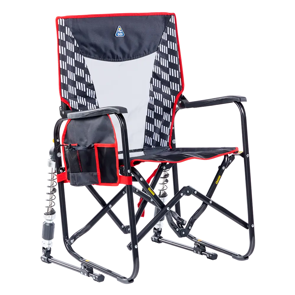 Heavy-Duty Freestyle Adjustable Rocker - Choice 573 - Patented Spring-Action Rocking Chair for Camping - Charcoal Racing