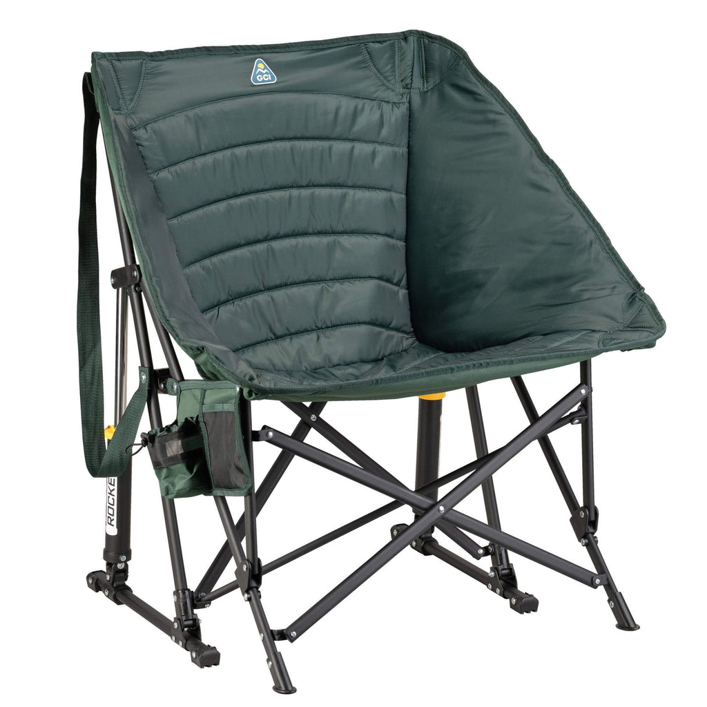 Luxury Camp Puff Rocker - Choice 731 - Heavy-Duty Kickback Rocker with Beverage Holder - Hunter