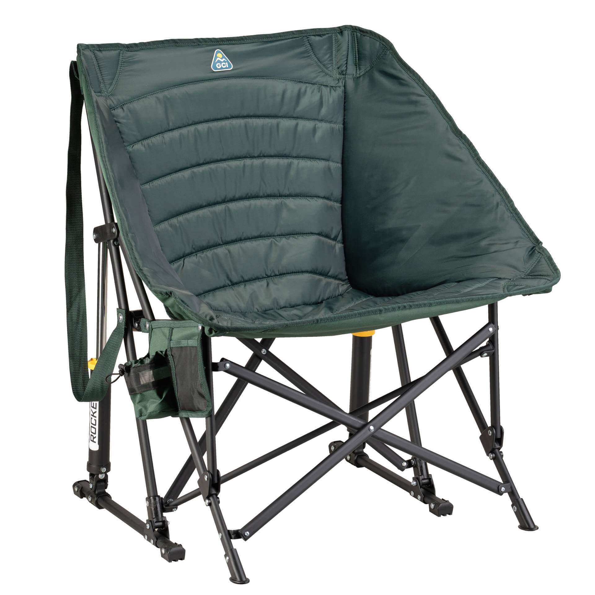 Luxury Camp Puff Rocker - Choice 731 - Heavy-Duty Kickback Rocker with Beverage Holder - Hunter