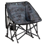 Luxury Camp Puff Rocker - Choice 731 - Heavy-Duty Kickback Rocker with Beverage Holder - Stealth Camo