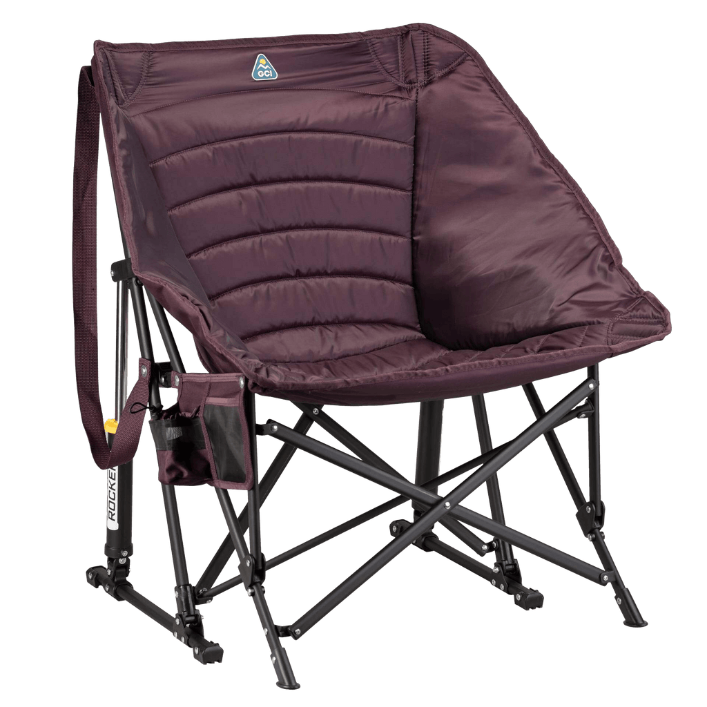 Luxury Camp Puff Rocker - Choice 731 - Heavy-Duty Kickback Rocker with Beverage Holder - Amethyst